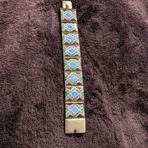Vintage hand painted mosaic tile bracelet